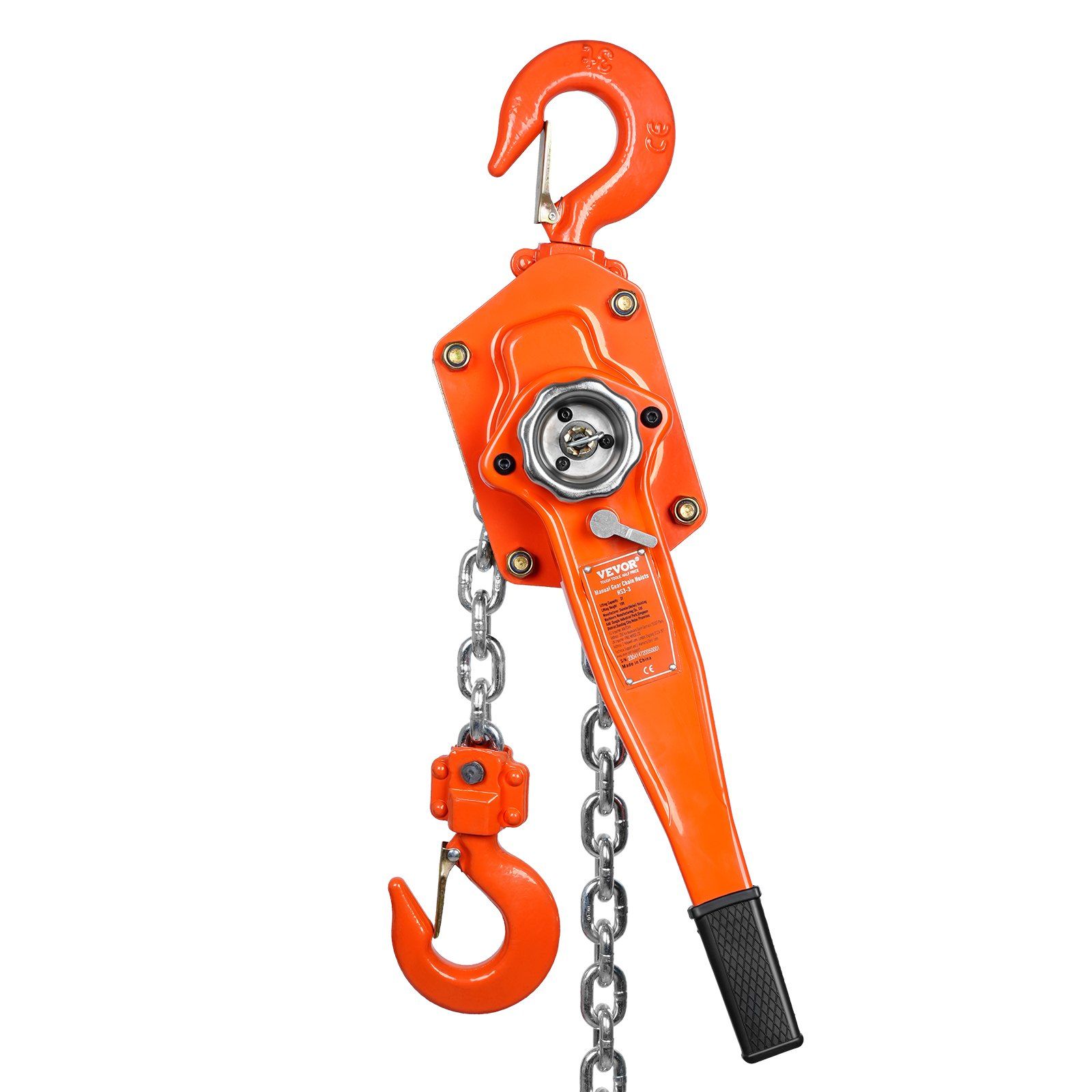 VEVOR Manual Lever Chain Hoist, 3 Ton 6600 lbs Capacity 10 FT Come Along, G80 Galvanized Carbon Steel with Weston Double-Pawl Brake, Auto Chain Leading & 360° Rotation Hook, for Garage Factory Dock